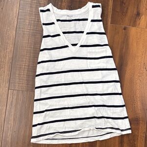 Madewell Black and White Striped Tank Top